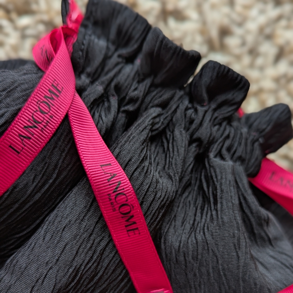 Lancôme Black Bag with Pink Drawstrings